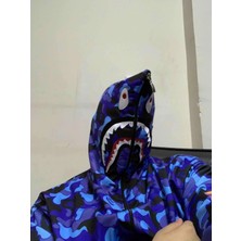 Lavinia Boutiques Unisex Pubg Bape x Shark Hoodie - Mavi