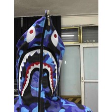 Lavinia Boutiques Unisex Pubg Bape x Shark Hoodie - Mavi