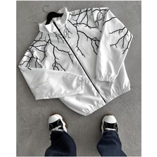 Lushen Y2K Yıldırım Baskılı Oversize Paraşüt Unisex Yağmurluk Rüzgarlık Ceket
