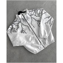 Lushen Y2K Yıldırım Baskılı Oversize Paraşüt Unisex Yağmurluk Rüzgarlık Ceket
