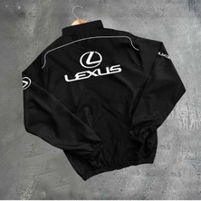 Lushen Unisex Paraşüt Kumaş Oversize Baskılı Siyah Rüzgarlık Yağmurluk