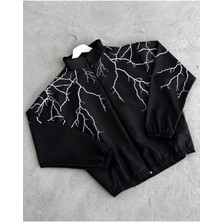 Lushen Y2K Yıldırım Baskılı Oversize Paraşüt Unisex Yağmurluk Rüzgarlık Ceket