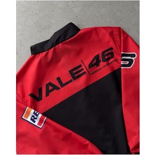 Lushen Repsol Unisex Retro Dijital Paraşüt Kumaş Oversize Baskılı Siyah Rüzgarlık Yağmurluk