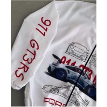 Lushen Unisex Paraşüt Kumaş Oversize Dijital Baskılı Siyah Rüzgarlık Yağmurluk
