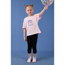 Lela Pamuklu Bisiklet Yaka Kısa Kollu Taytlı Alt-Üst Takım Kız Çocuk Takım 6212005