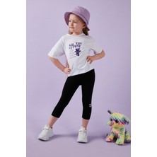 Lela Pamuklu Bisiklet Yaka Kısa Kollu Taytlı Alt-Üst Takım Kız Çocuk Takım 6212003