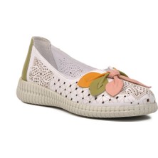 Venüs 2216111Y Beyaz-Pudra  Deri Kadın Günlük Ayakkabı