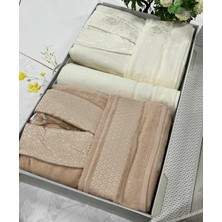 Özdilek (5 Parça) Camelıa Aile Bornoz Seti Krem-Bej