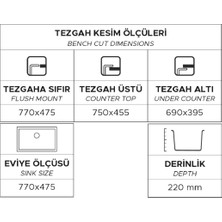 Real Stone Granit Eviye K013 Gordıon 77 (77 x 47,5)