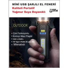 Güçlü Dayanıklı Şarj Edilebilir Mini Portatif  El Feneri ve Ortam Aydınlatma Mıknatıslı  Fonsiyonlu