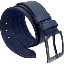 Süzer Deri Lacivert Suni Deri Mavi Dikişli Model 4.5 Cm.lik Unisex Spor Kemer - 4547