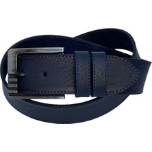 Süzer Deri Lacivert Suni Deri Mavi Dikişli Model 4.5 Cm.lik Unisex Spor Kemer - 4547