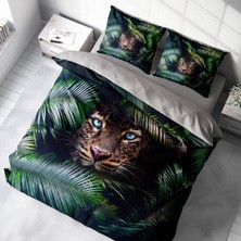 Monohome Leopar Çift Kişilik Nevresim Takımı Özel Dokuma Pamuk Saten Jungle Leopard