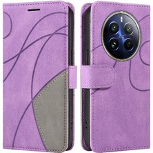 SZY Mall Realme 12 Pro Artı Kickstand Koruyucu Iki Renkli Dikiş Için Flip Case (Yurt Dışından)