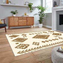 Viyana Home Dijital Baskılı Kaymaz Yıkanabilir Iskandinav Desen Yolluk Salon Halısı, V-Iskandinav-15-Vizon,