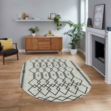 Viyana Home Dijital Kaymaz Yıkanabilir Oval Iskandinav Desen Yolluk Salon Halısı, V-O-Iskandinav-17-Gri,