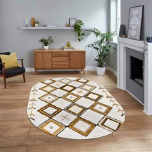 Viyana Home Dijital Kaymaz Yıkanabilir Oval Iskandinav Desen Yolluk Salon Halısı, V-O-Iskandinav-12-Turuncu,