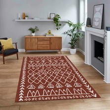 Viyana Home Dijital Baskılı Kaymaz Yıkanabilir Iskandinav Desen Yolluk Salon Halısı, V-Iskandinav-19-Kahve,