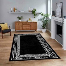 Viyana Home Dijital Baskılı Kaymaz Yıkanabilir Iskandinav Desen Yolluk Salon Halısı, V-Iskandinav-30-Antrasit,