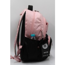 LaddyCo Özel Su Itici Kumaş Unisex Pudra-Siyah Okul Sırt Çantası 34400