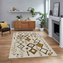 Viyana Home Dijital Baskılı Kaymaz Yıkanabilir Iskandinav Desen Yolluk Salon Halısı, V-Iskandinav-14-Kahve,