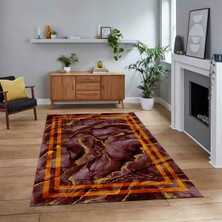 Viyana Home Dijital Baskılı Kaymaz Taban Yıkanabilir Mermer Desen Mutfak Salon Halısı, V-Mermer-04-Bordo,