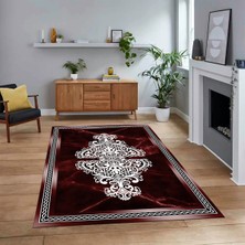 Viyana Home Dijital Baskılı Kaymaz Taban Yıkanabilir Mermer Desen Mutfak Salon Halısı, V-Mermer-09-Bordo,