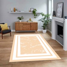 Viyana Home Dijital Baskılı Kaymaz Taban Yıkanabilir Mermer Desen Mutfak Salon Halısı, V-Mermer-06-Krem,
