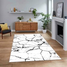 Viyana Home Dijital Baskılı Kaymaz Taban Yıkanabilir Mermer Desen Mutfak Salon Halısı, V-Mermer-01-Beyaz,