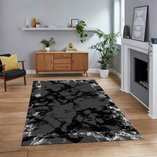 Viyana Home Dijital Baskılı Kaymaz Taban Yıkanabilir Mermer Desen Mutfak Salon Halısı, V-Mermer-30-Antrasit,