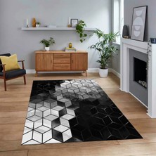 Viyana Home Dijital Baskılı Kaymaz Taban Yıkanabilir Mermer Desen Mutfak Salon Halısı, V-Mermer-19-Antrasit,