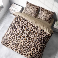 Monohome Leopar ( Lastikli Çarşaflı ) Çift Kişilik Nevresim Takımı Özel Dokuma Pamuk Saten Small Leopard