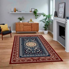 Viyana Home Dijital Baskılı Kaymaz Taban Yıkanabilir Klasik Desen Yolluk Salon Halısı, V-Klasik-14-Bordo,