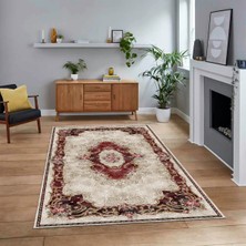 Viyana Home Dijital Baskılı Kaymaz Taban Yıkanabilir Klasik Desen Yolluk Salon Halısı, V-Klasik-29-Bordo,