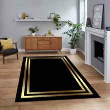 Viyana Home Dijital Baskılı Kaymaz Taban Yıkanabilir Çerçeveli Mutfak Salon Halısı, V-Çerçeveli-38-Gold-,