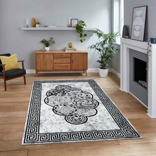 Viyana Home Dijital Baskılı Kaymaz Taban Yıkanabilir Çerçeveli Mutfak Salon Halısı, V-Çerçeveli-04-Siyah,