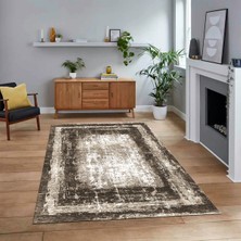 Viyana Home Dijital Baskılı Kaymaz Taban Yıkanabilir Çerçeveli Mutfak Salon Halısı, V-Çerçeveli-14-Kahve,