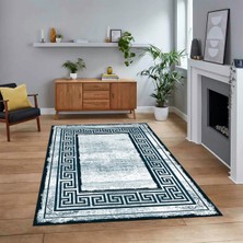 Viyana Home Dijital Baskılı Kaymaz Taban Yıkanabilir Çerçeveli Mutfak Salon Halısı, V-Çerçeveli-09-Turkuaz,