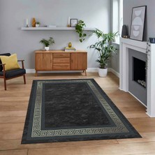 Viyana Home Dijital Baskılı Kaymaz Taban Yıkanabilir Çerçeveli Mutfak Salon Halısı, V-Çerçeveli-28-Antrasit,