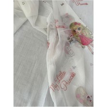 Zeren Home Eteği Kurşunlu Küçük Prenses Desenli Çocuk Odası Tül Perde Ekstrafor Büzgü