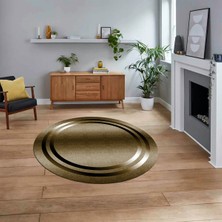 Viyana Home Dijital Kaymaz Taban Yıkanabilir Yuvarlak Çerçeveli Mutfak Salon Halısı, V-Y-Çerçeveli-39-Kahve,