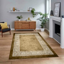 Viyana Home Dijital Baskılı Kaymaz Taban Yıkanabilir Çerçeveli Mutfak Salon Halısı, V-Çerçeveli-36-Kahve,