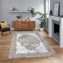 Viyana Home Dijital Baskılı Kaymaz Taban Yıkanabilir Çerçeveli Mutfak Salon Halısı, V-Çerçeveli-04-Kahve,