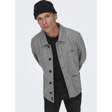Only & Sons Rahat Gri Melanj Erkek Ceket Onsjax Aw Jacket Otw