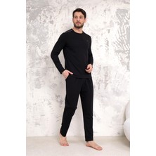 D'S Damat Maschio Pamuk Pijama Takımı Siyah