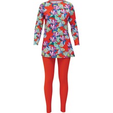 Ruko Mayo Mirates Çocuk Desenli Micro(Çabuk Kuruyan)Kumaş Tesettür Mayo