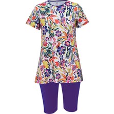 Ruko Mayo Mirates Çocuk Desenli Yarım Kol Micro(Çabuk Kuruyan)Kumaş Yarı Tesettür Mayo