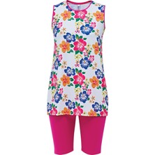 Ruko Mayo Mirates Çocuk Desenli O Kol Micro(Çabuk Kuruyan)Kumaş Yarı Tesettür Mayo