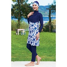 Ruko Mayo Lacivert Cepken Model Lycra ( Su Itici ve Çabuk Kuruyan ) Kumaş Tesettür Mayo