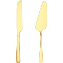 Chavin Çelik Gold Pasta Spatula Bıçak Seti Kek Sunum CIN615SR